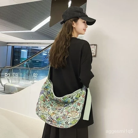 Bolso de lona grande con estampado para mujer