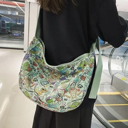 Bolso de lona grande con estampado para mujer