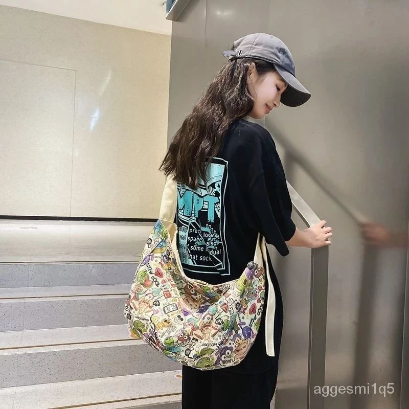 Bolso de lona grande con estampado para mujer