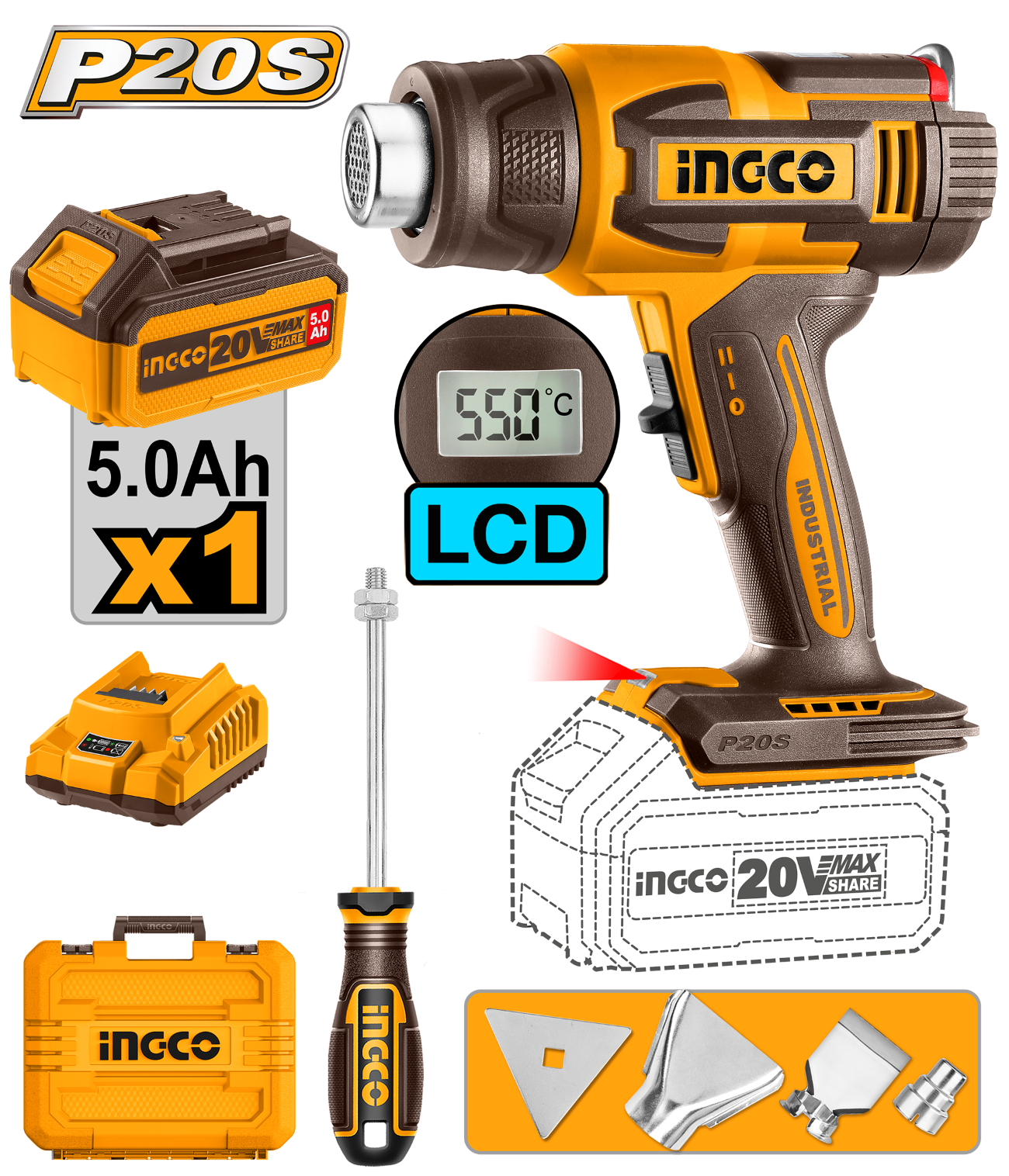 Discover our cordless lithium-ion heat gun, designed for versatility and efficiency. With a powerful 20V battery, this tool is perfect for a variety of heating tasks in both professional and DIY settings.