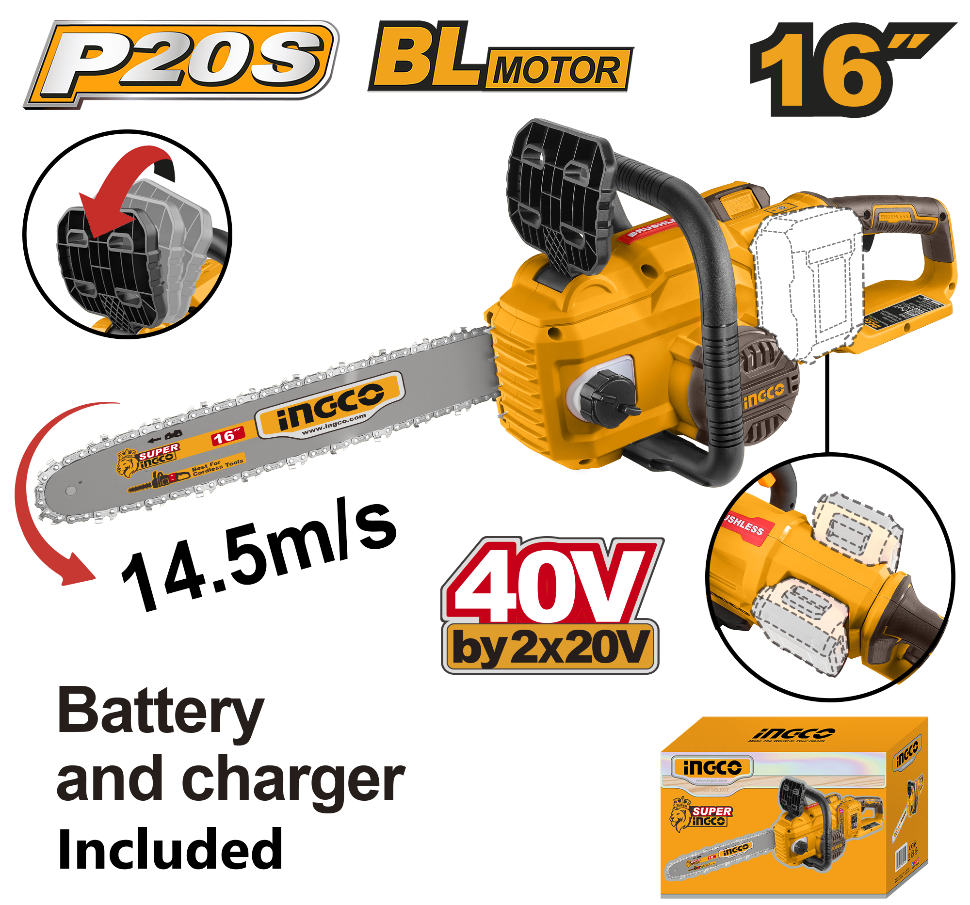 Discover our cordless 40V chainsaw, designed for powerful performance and ease of use. Perfect for tree cutting, pruning, and landscaping, this lightweight tool makes outdoor tasks efficient and hassle-free.