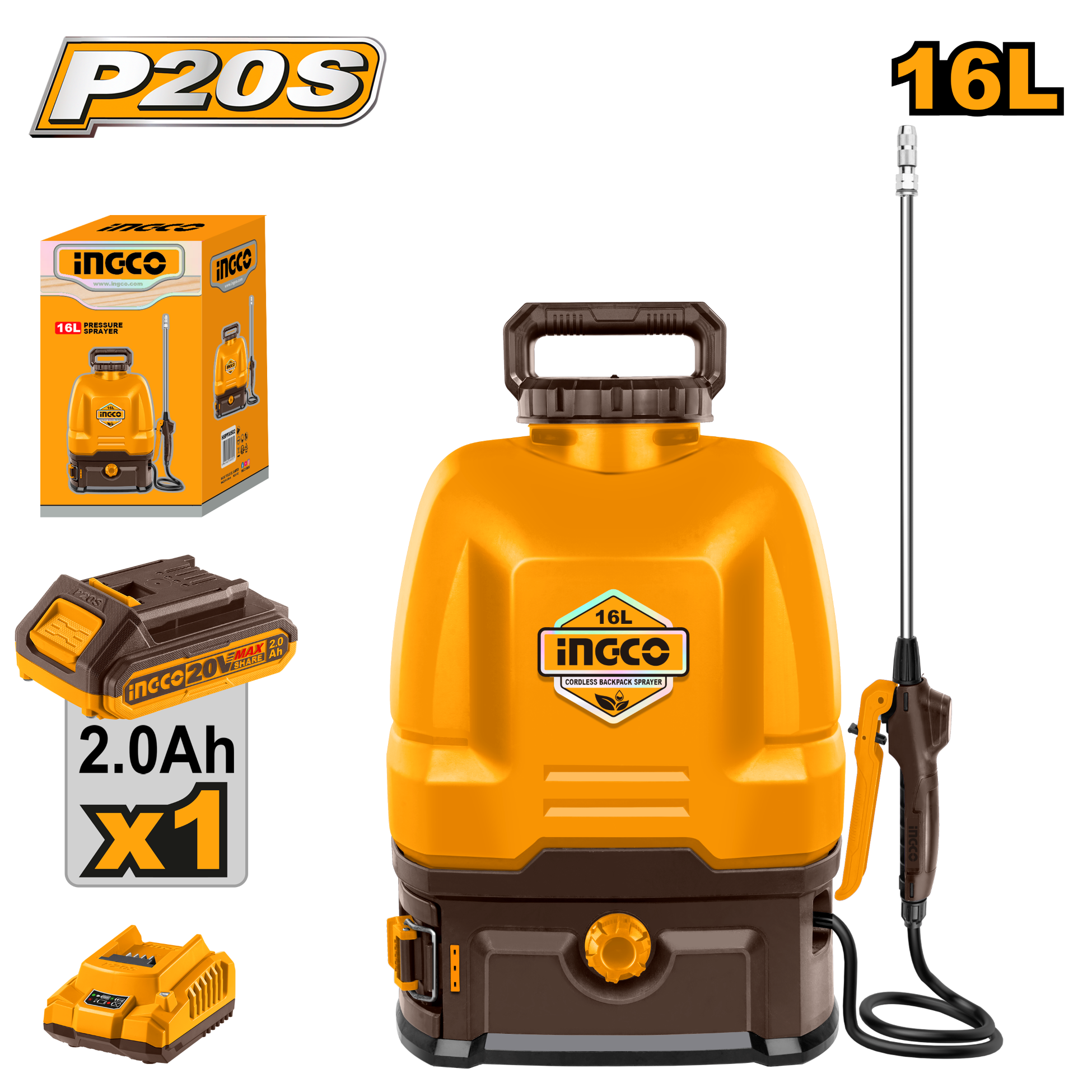 Discover our 16L cordless backpack sprayer with a powerful 20V battery. Designed for efficiency and comfort, this portable tool is perfect for all your spraying needs in gardening and landscaping.