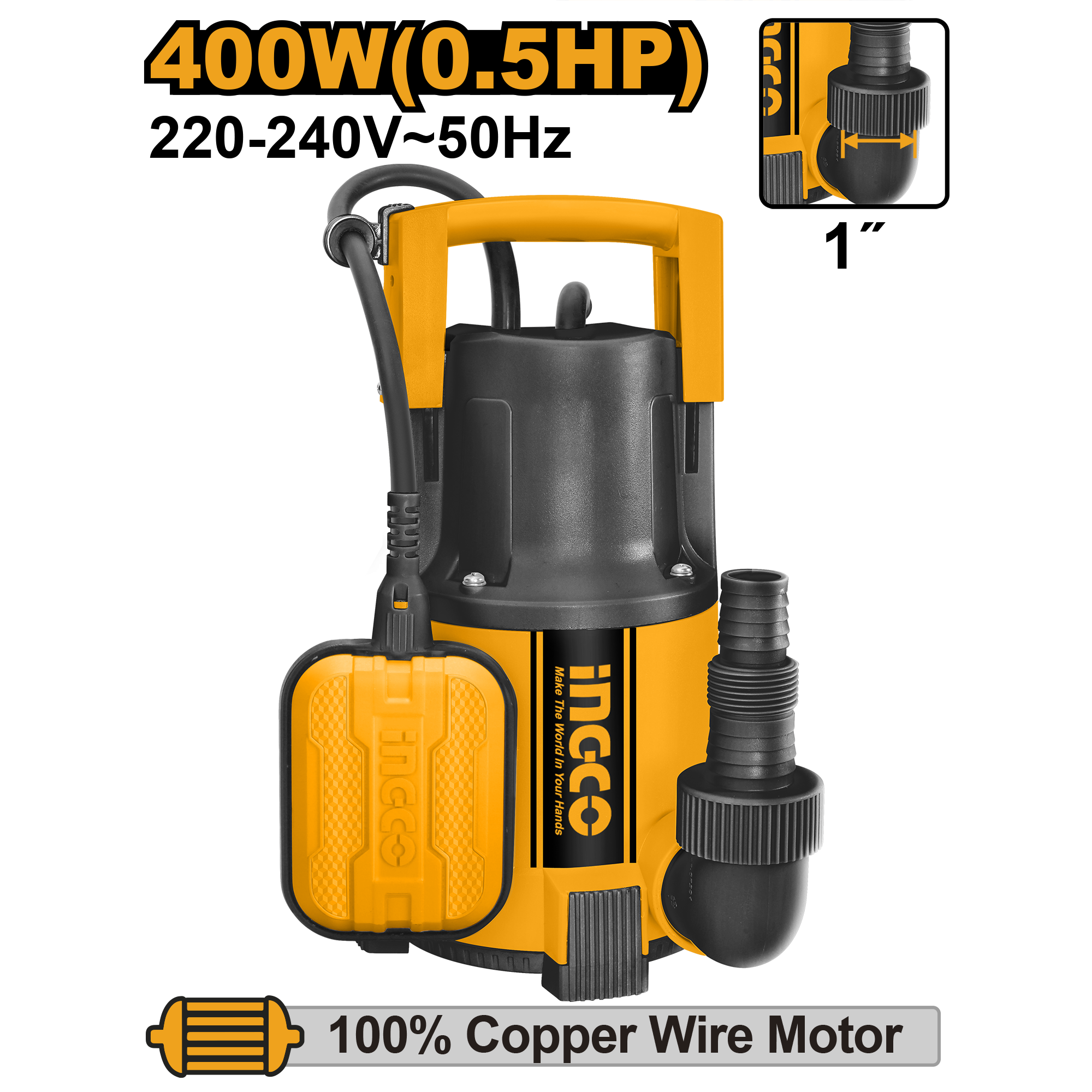 Discover our 400W submersible pump, designed for efficient water transfer and drainage. Ideal for both residential and industrial applications, this reliable pump is perfect for removing water from basements, wells, and more