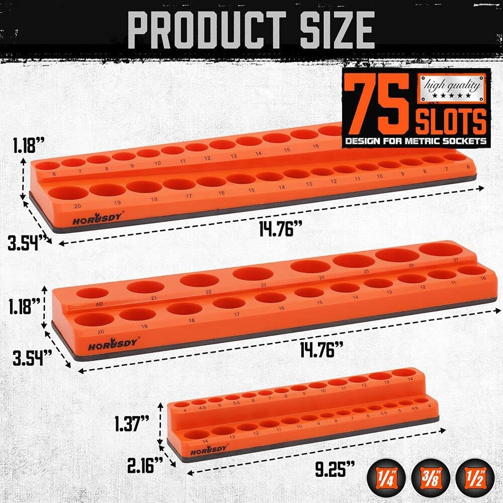 Explore our Socket Organizer 3 Pack, designed for efficient storage and organization of sockets. These durable organizers ensure easy access and management of your tools, perfect for automotive and workshop use.