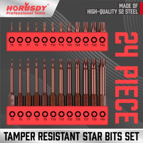 Explore our Torx Bit Tamper Resistant Star 24PC Set, designed for precision and security in automotive and mechanical applications. This durable collection ensures reliable performance for both professionals and DIY enthusiasts.