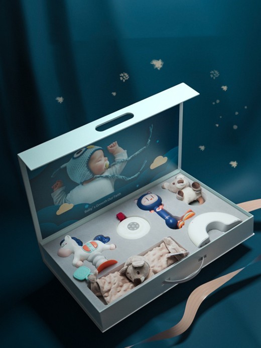 Celebrate the arrival of a newborn with the Happy Newborn Full Moon Gift Baby Toddler Birth Toy. A thoughtful and practical gift set featuring plush toys, teething accessories, baby clothing, and personalized keepsakes. Perfect for baby showers, full moon