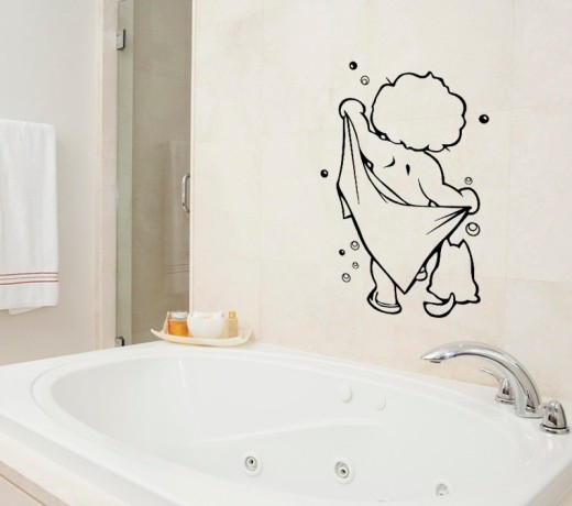 Pegatina de pared para baño con diseño de baby shower tallado