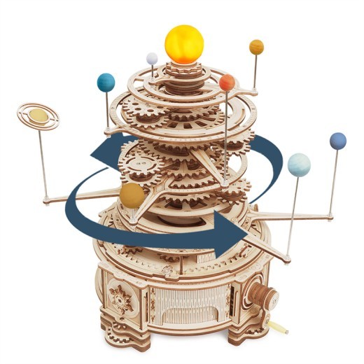 Explore the Robotime ROKR 316PCS Rotatable Mechanical Orrery - a DIY wooden model building kit for kids and teens. Perfect for STEM learning, this interactive orrery teaches mechanics and astronomy, making it an ideal educational toy or gift. Build, learn