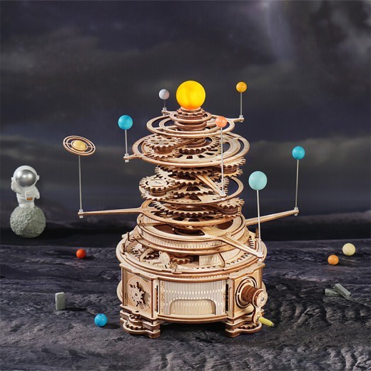 Explore the Robotime ROKR 316PCS Rotatable Mechanical Orrery - a DIY wooden model building kit for kids and teens. Perfect for STEM learning, this interactive orrery teaches mechanics and astronomy, making it an ideal educational toy or gift. Build, learn