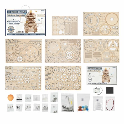 Explore the Robotime ROKR 316PCS Rotatable Mechanical Orrery - a DIY wooden model building kit for kids and teens. Perfect for STEM learning, this interactive orrery teaches mechanics and astronomy, making it an ideal educational toy or gift. Build, learn