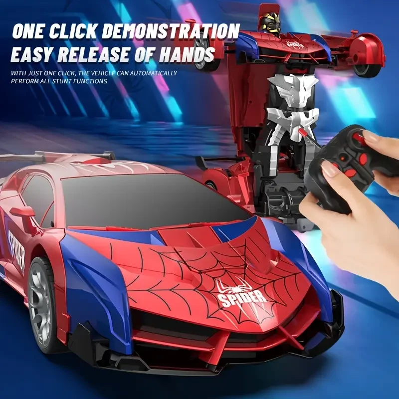 Juguete de coche de carreras robot Kong - Control remoto, batería recargable, material PP rojo - Ideal para fiestas, festivales de otoño, Acción de Gracias y regalos de cumpleaños