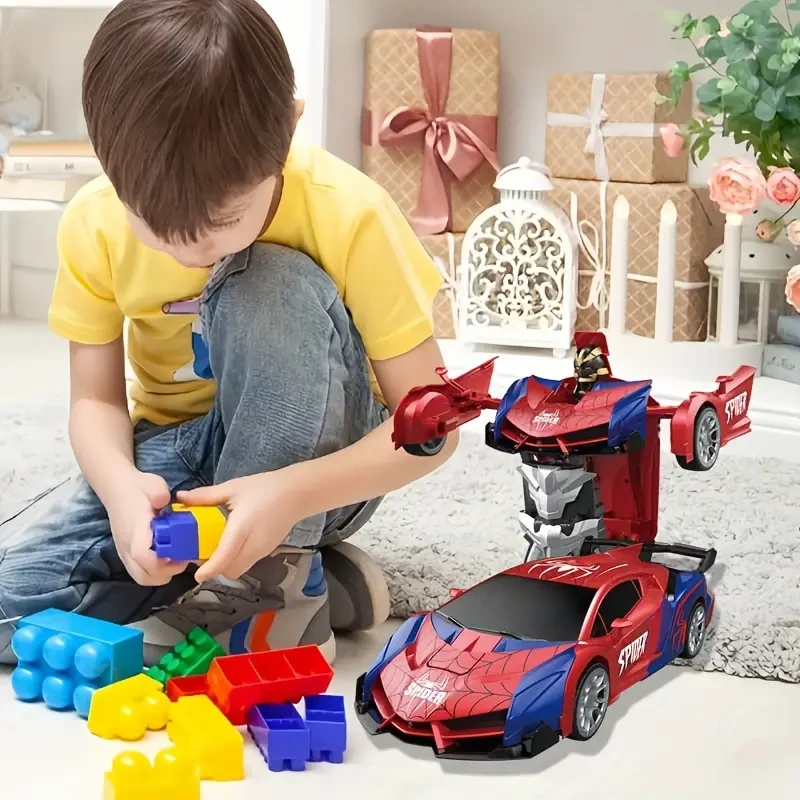 Juguete de coche de carreras robot Kong - Control remoto, batería recargable, material PP rojo - Ideal para fiestas, festivales de otoño, Acción de Gracias y regalos de cumpleaños
