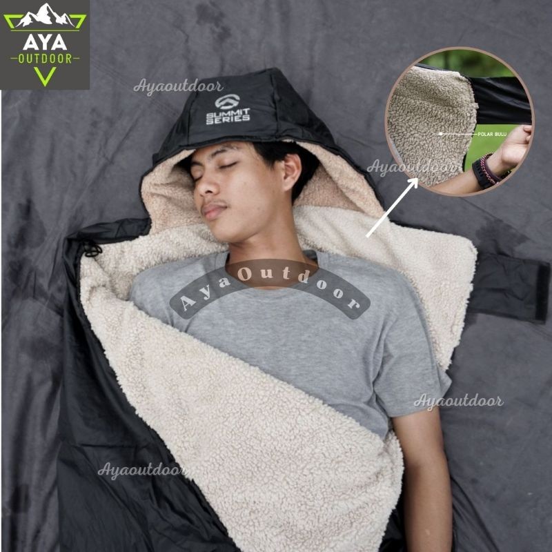 Saco de dormir de forro polar para exteriores, saco de dormir de forro polar grueso, serie Summit, suave, cálido y para acampar.