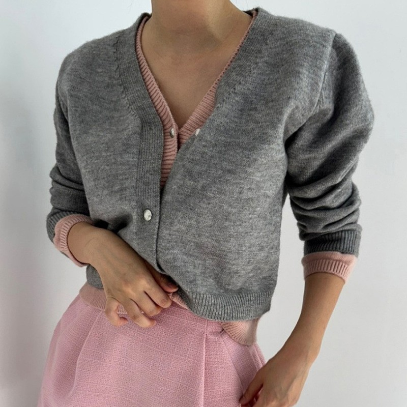 Suéter falso de dos piezas con hebilla adelgazante