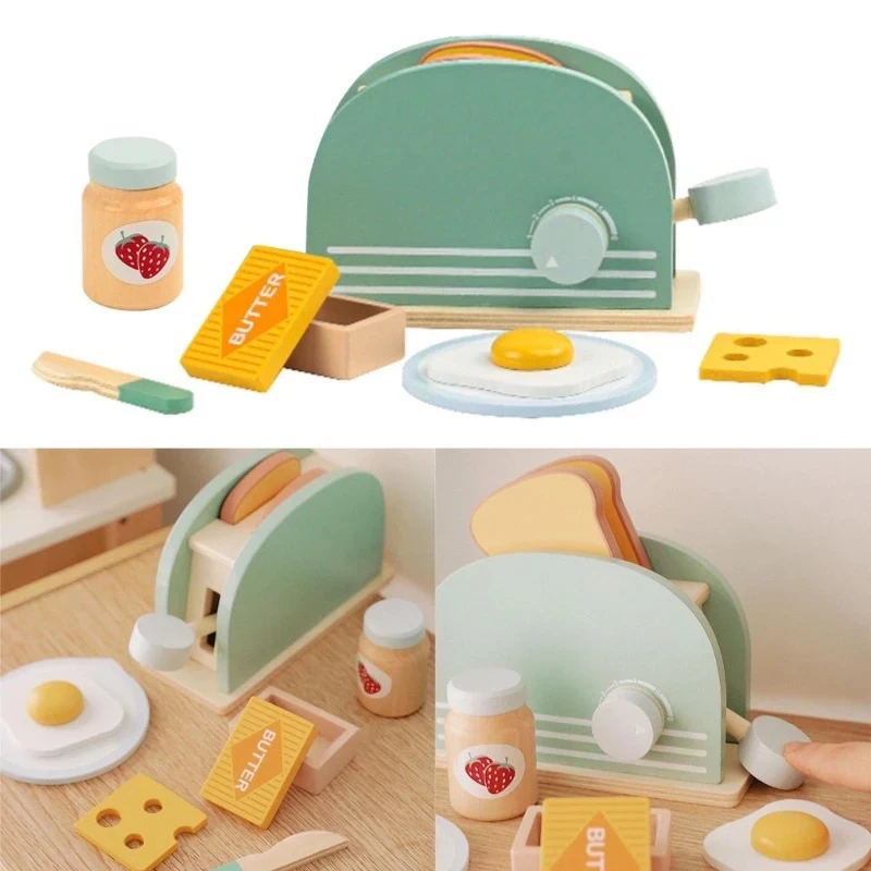"My Little Bread Maker – Wooden Toy Pretend Play for Kids. Safe, durable, and fun, this eco-friendly wooden toy set helps children develop motor skills and creativity through role-playing baking fun.