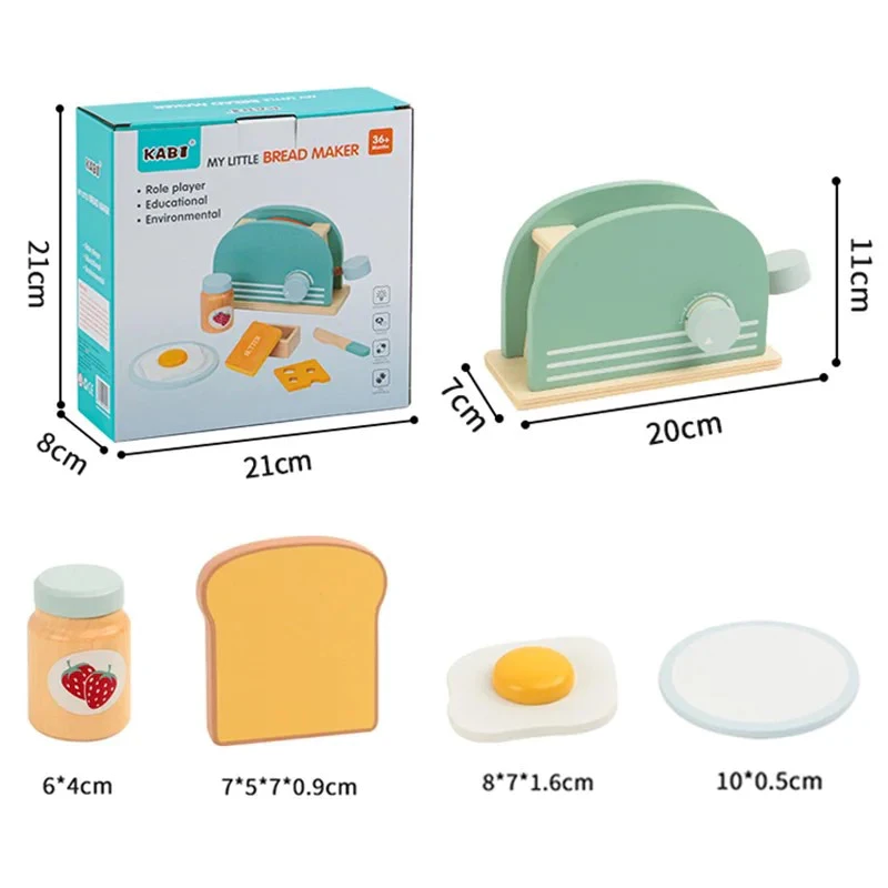 "My Little Bread Maker – Wooden Toy Pretend Play for Kids. Safe, durable, and fun, this eco-friendly wooden toy set helps children develop motor skills and creativity through role-playing baking fun.