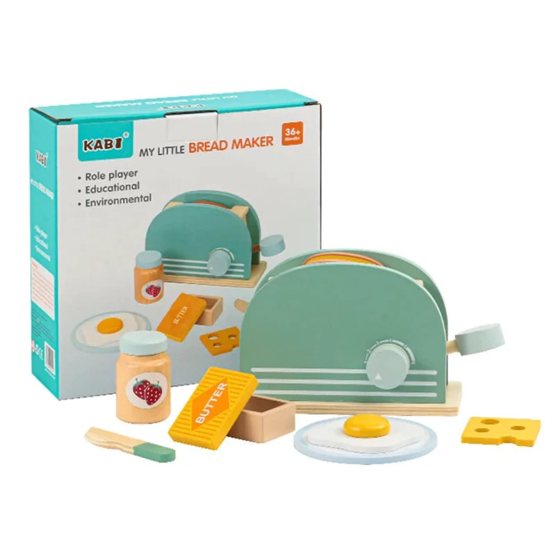 "My Little Bread Maker – Wooden Toy Pretend Play for Kids. Safe, durable, and fun, this eco-friendly wooden toy set helps children develop motor skills and creativity through role-playing baking fun.