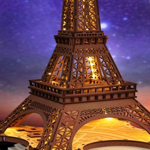 Buy the Rolife Night of the Eiffel Tower 3D wooden puzzle with 4 light shows. Perfect for gift-giving or home decoration, this intricate wooden model creates a stunning Eiffel Tower display with illuminated light effects. Perfect for puzzle enthusiasts an