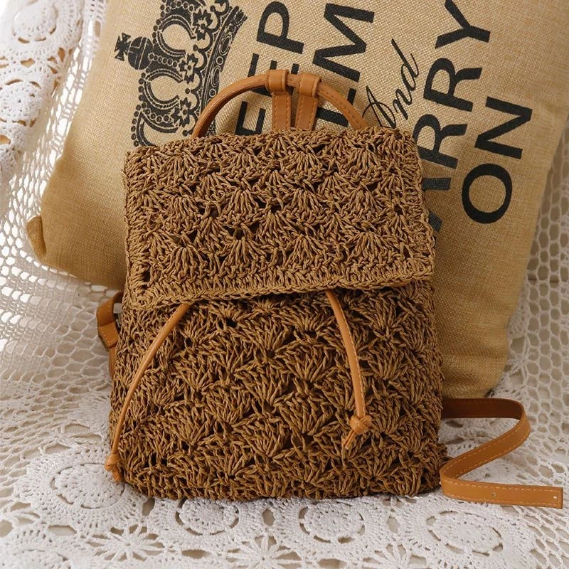 Mochila de verano nueva Sen para mujer, bolso de playa tejido con hierba, bolso de ocio, estilo étnico.