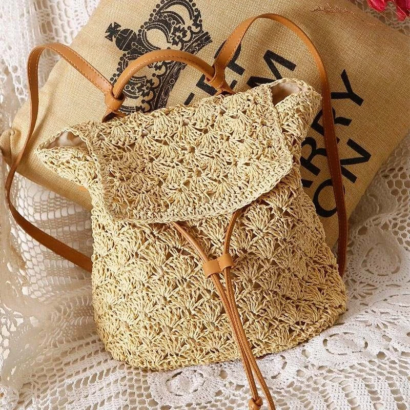 Mochila de verano nueva Sen para mujer, bolso de playa tejido con hierba, bolso de ocio, estilo étnico.