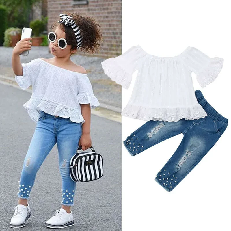 Conjunto de camisa y pantalones cortos para niña y niño