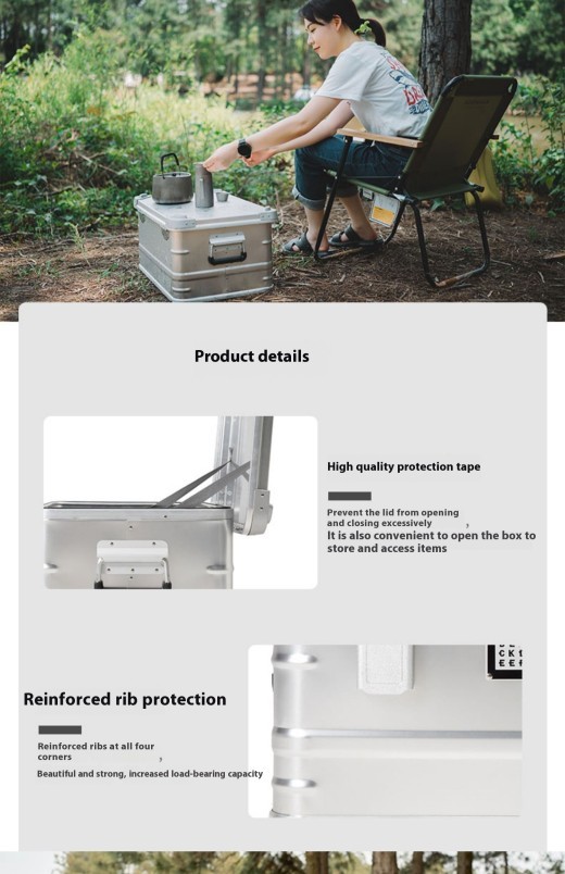 Keep your camping gear organized and secure with the Outdoor Aluminum Alloy Storage Box. Durable, lightweight, and portable, it’s the ideal solution for wild camping, vehicle-mounted storage, and outdoor adventures.