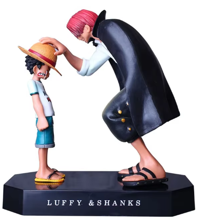 Bring the world of One Piece to life with this 18cm action figure of Shanks and Straw Hat Luffy. A perfect desktop decoration and collectible figurine for anime fans, this One Piece figure