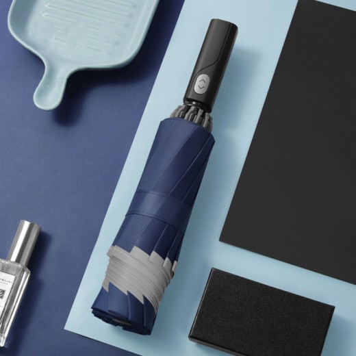 Paraguas inverso automático con banda reflectante de 10 varillas