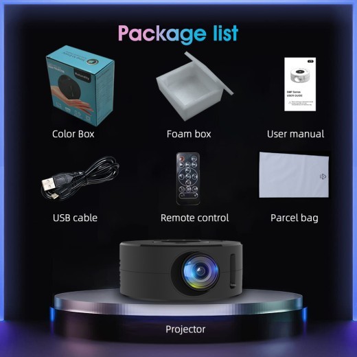Proyector doméstico YT200 de bajo ruido, LCD, mini, portátil, inalámbrico, para niños, proyección en la misma pantalla.