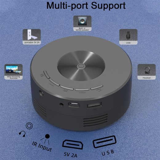 Proyector doméstico YT200 de bajo ruido, LCD, mini, portátil, inalámbrico, para niños, proyección en la misma pantalla.