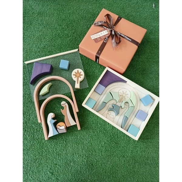 Bloque de rompecabezas de la Natividad con cubierta acrílica de Asa Wooden Toys