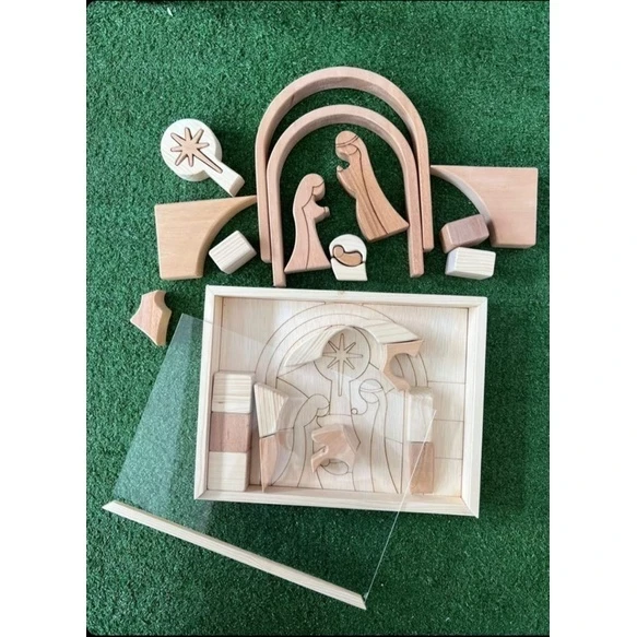 Bloque de rompecabezas de la Natividad con cubierta acrílica de Asa Wooden Toys