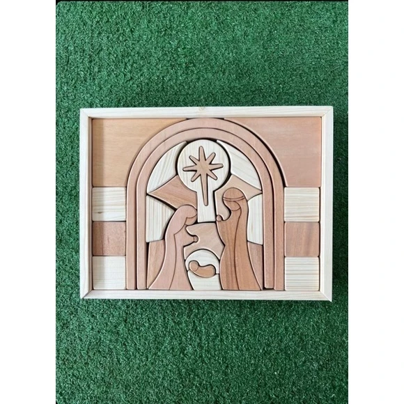 Bloque de rompecabezas de la Natividad con cubierta acrílica de Asa Wooden Toys