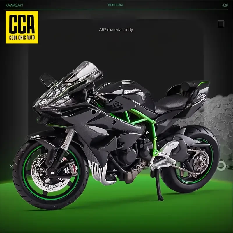 1 pieza 1:12 Kawasaki Ninja H2R Modelo de motocicleta negra Adorno Juguete de regalo