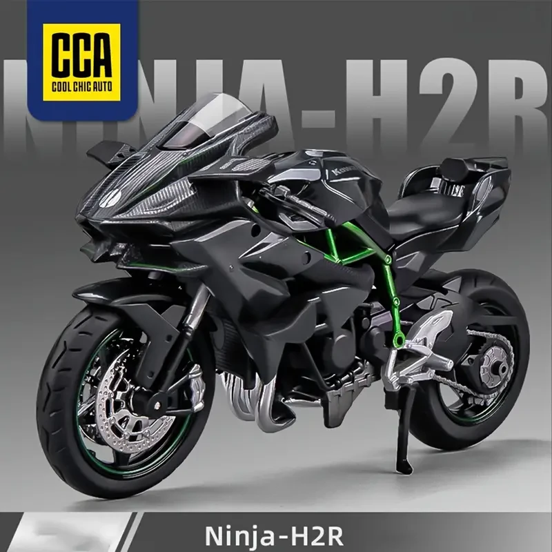 1 pieza 1:12 Kawasaki Ninja H2R Modelo de motocicleta negra Adorno Juguete de regalo