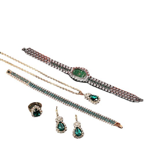 Conjunto de caja de regalo con pendientes y reloj de cuarzo