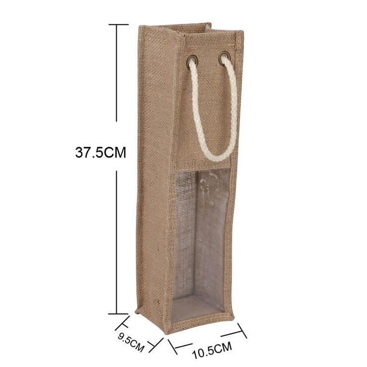 Bolsa de regalo de yute para vino tinto