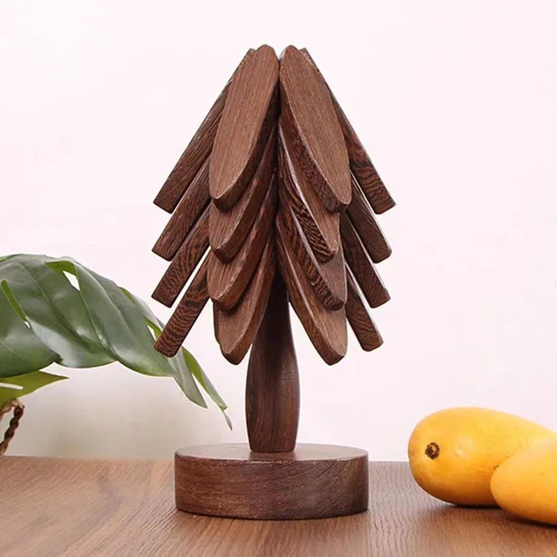 Juego de salvamanteles y posavasos de madera artesanales