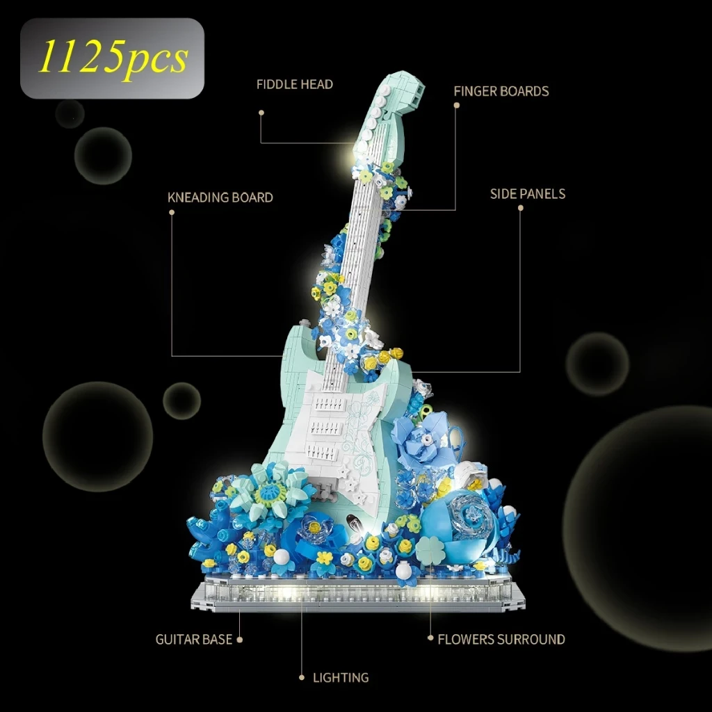 Block City - Balody Guitarra Flor Rompecabezas Ladrillo Ladrillo Flor y Guitarra Bloque de Leche