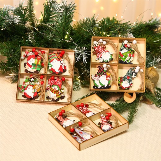 Adornos navideños de madera coloridos para el árbol de Navidad para personas mayores