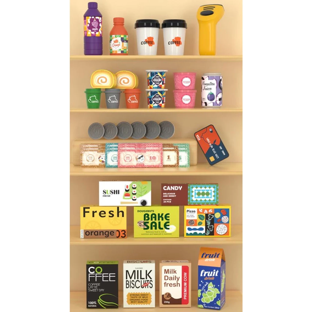 [TMA] Juego de juguetes para niños de supermercado, escáner de cajero, simulación de cajero, venta de compras de supermercado, juegos de compras