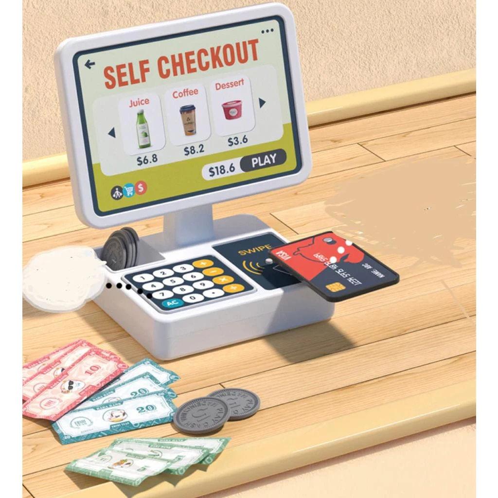 [TMA] Juego de juguetes para niños de supermercado, escáner de cajero, simulación de cajero, venta de compras de supermercado, juegos de compras