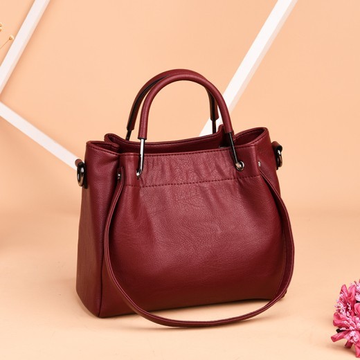 Bolsos Bolsos de mano Moda coreana Bolsos de mujer Bolso de cubo retro de cuero suave Bolso de mano