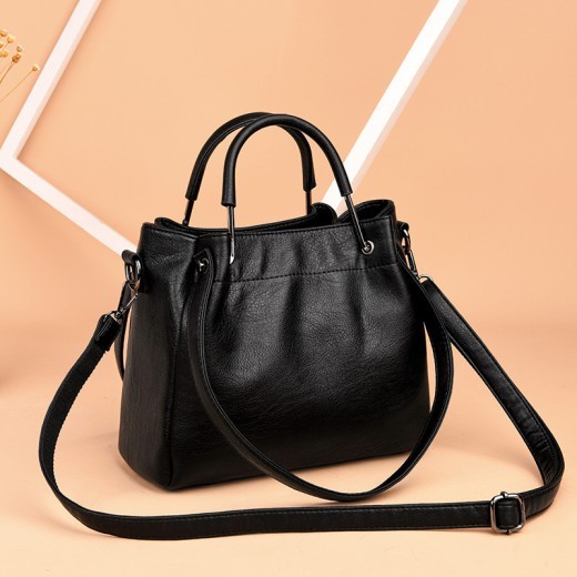 Bolsos Bolsos de mano Moda coreana Bolsos de mujer Bolso de cubo retro de cuero suave Bolso de mano