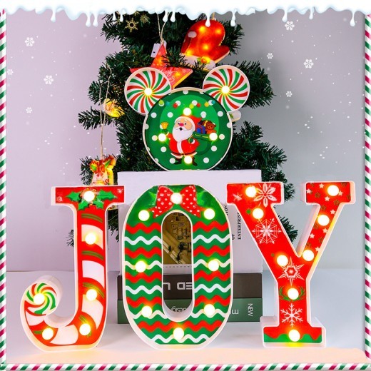 Letras decorativas de Feliz Navidad con luz JOY para decoración navideña, para fiestas en casa o escritorios.