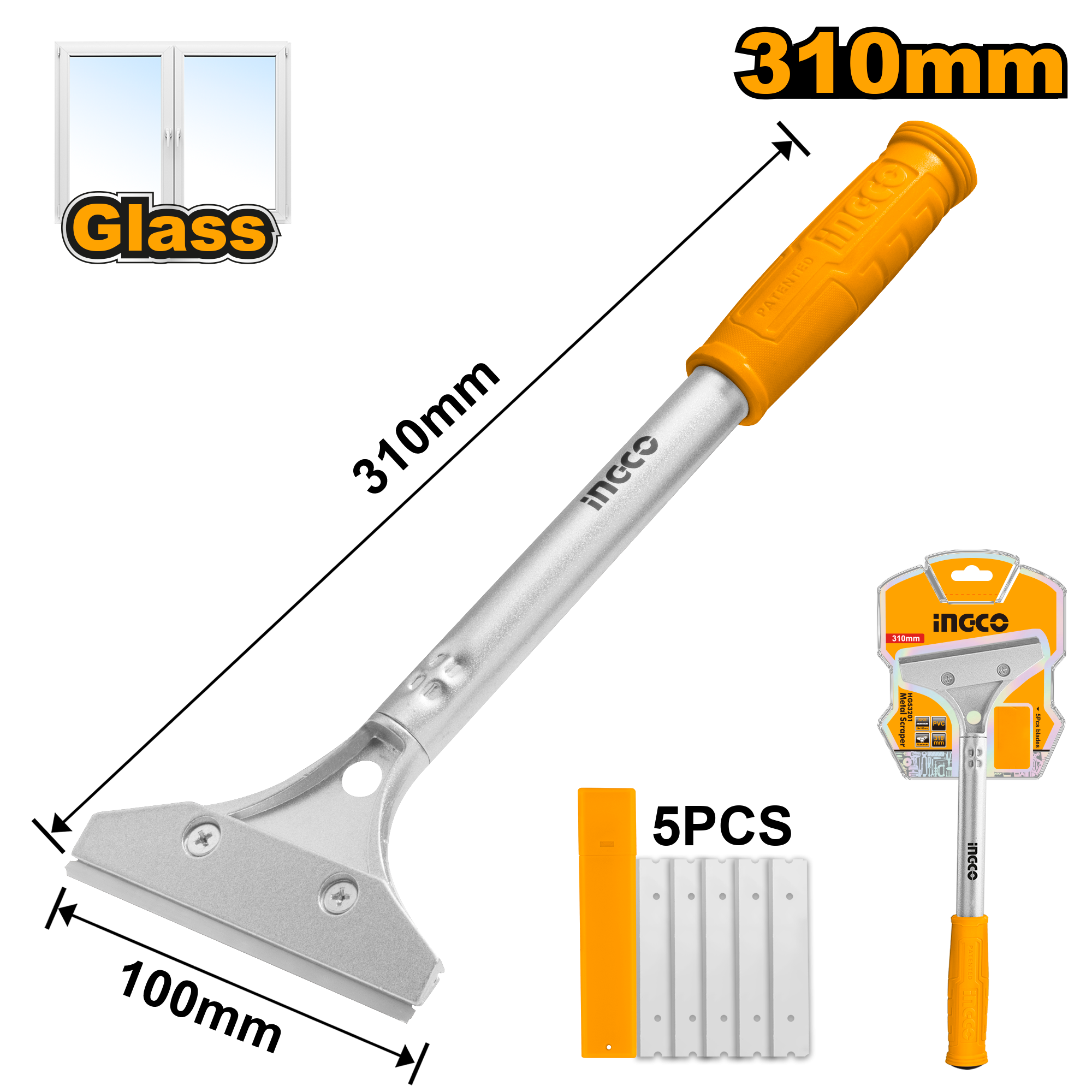 Raspador de metal 310 mm x 100 mm