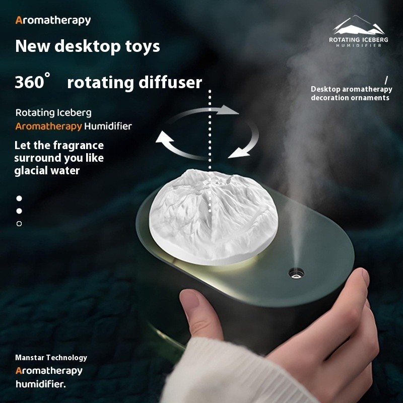 Humidificador USB silencioso con aromaterapia y pulverizador giratorio Iceberg