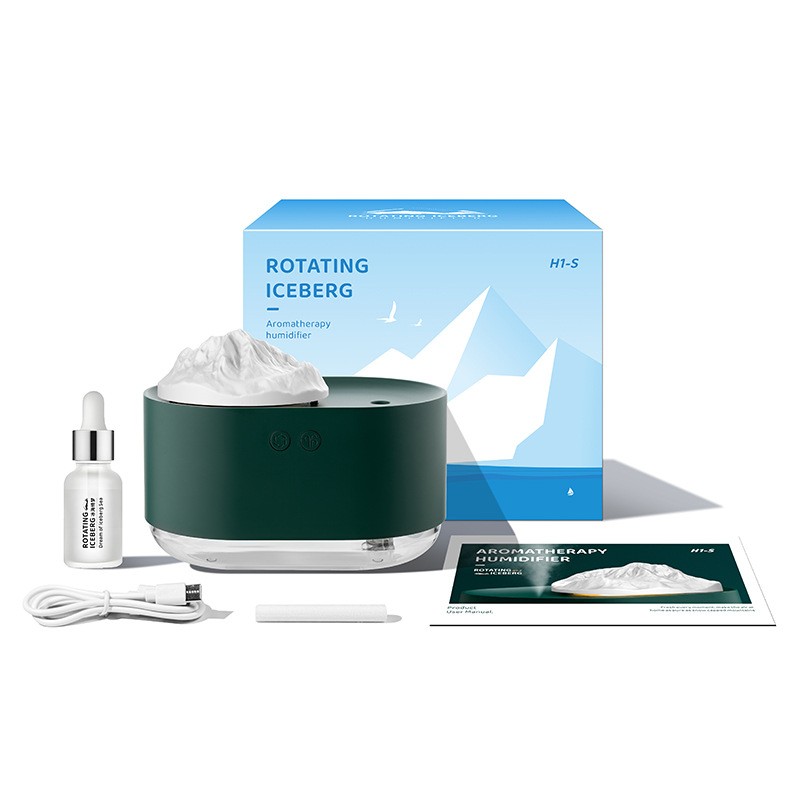 Humidificador USB silencioso con aromaterapia y pulverizador giratorio Iceberg