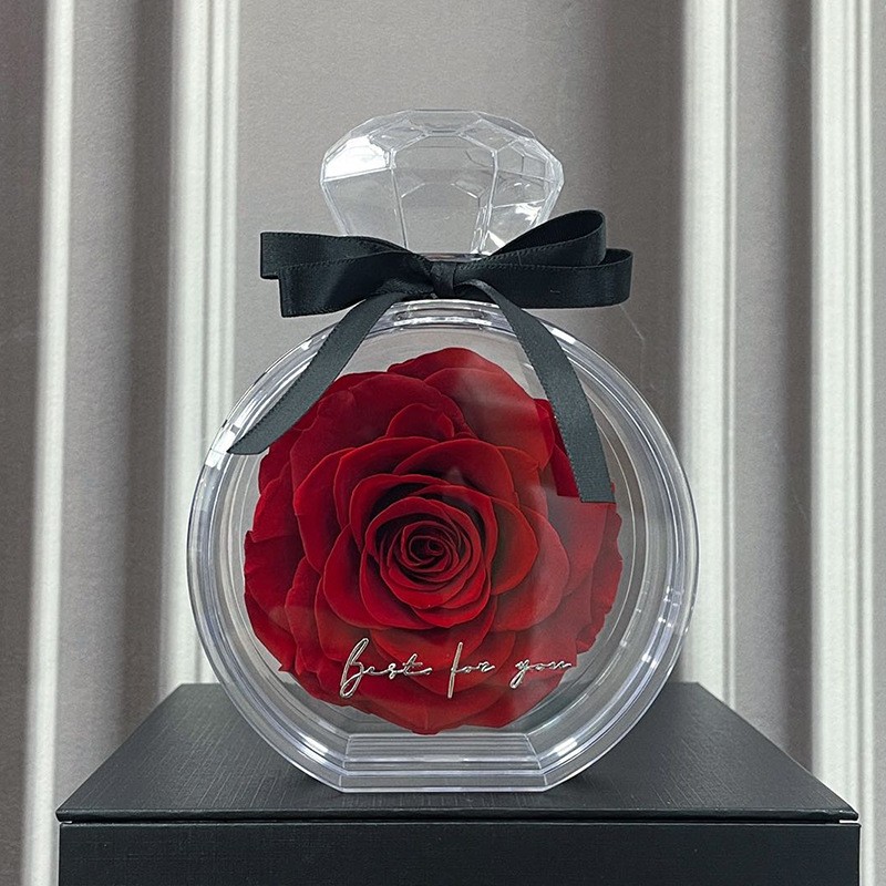 Adornos de flores eternas con cubierta transparente, rosas secas, caja de regalo para Navidad, Año Nuevo y San Valentín.