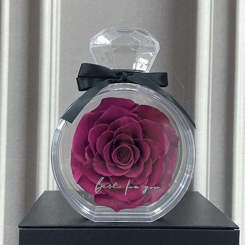 Adornos de flores eternas con cubierta transparente, rosas secas, caja de regalo para Navidad, Año Nuevo y San Valentín.